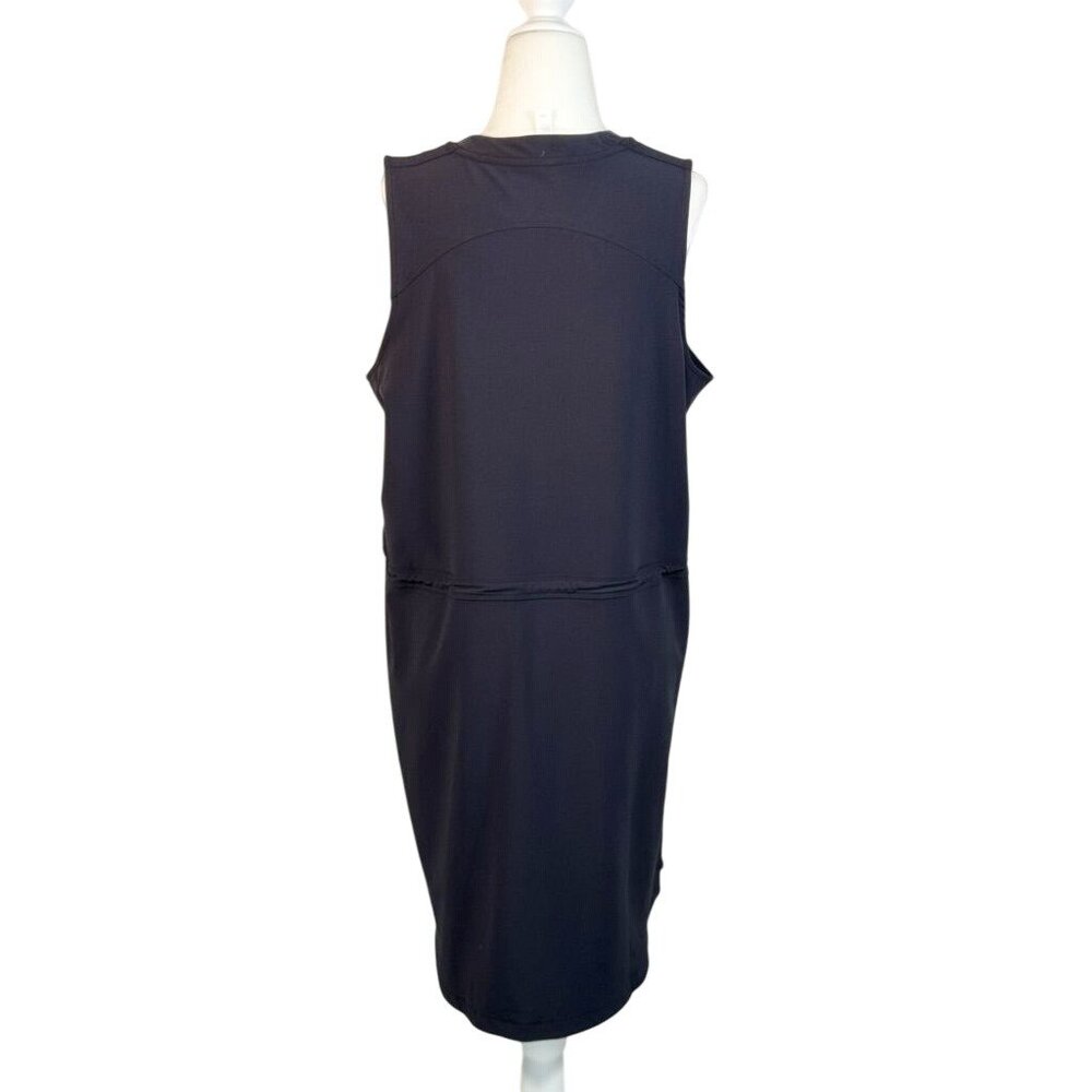 Zella Black Sleeveless Zip-Front Drawstring Waist Dress L - Picture 3 of 7